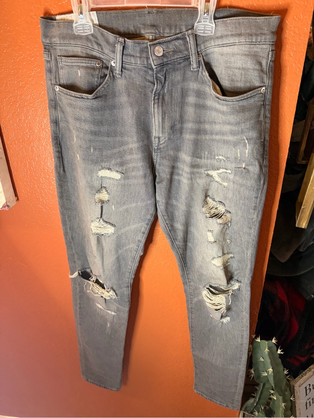 H&M Men's Distressed Grey Skinny Jeans